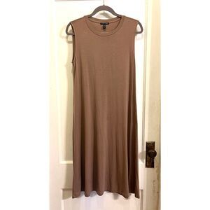 EILEEN FISHER Beige Sleeveless Stretch Midi Tank Jersey Dress   Women's Size P